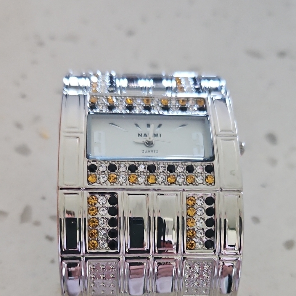 Gold and Silver Geometric Crystal Watch